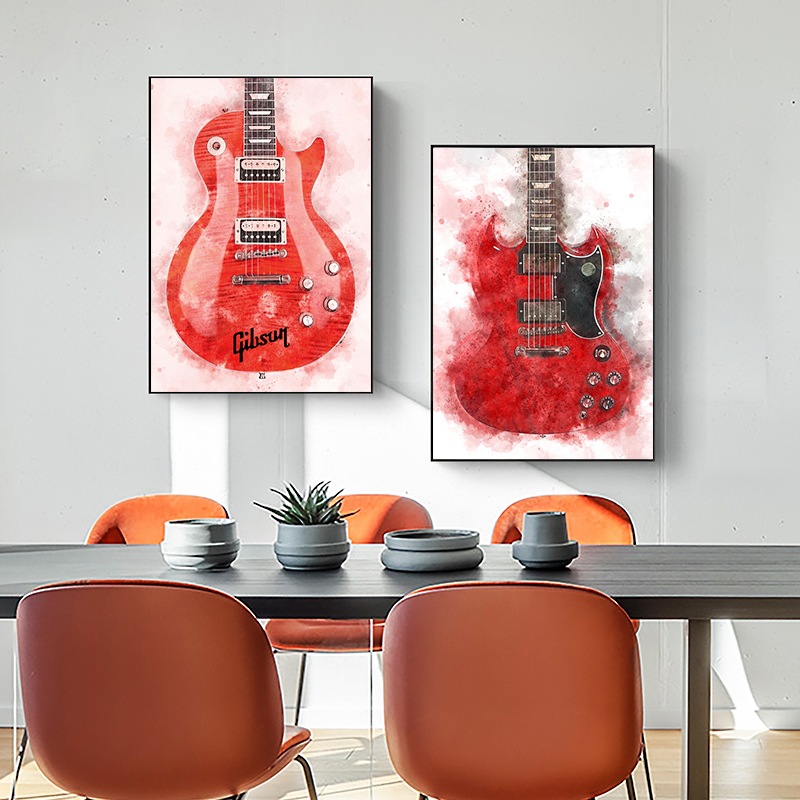Vintage Rock Music Guitar Canv - Picture Of Musical Instrument ulasan dan harga