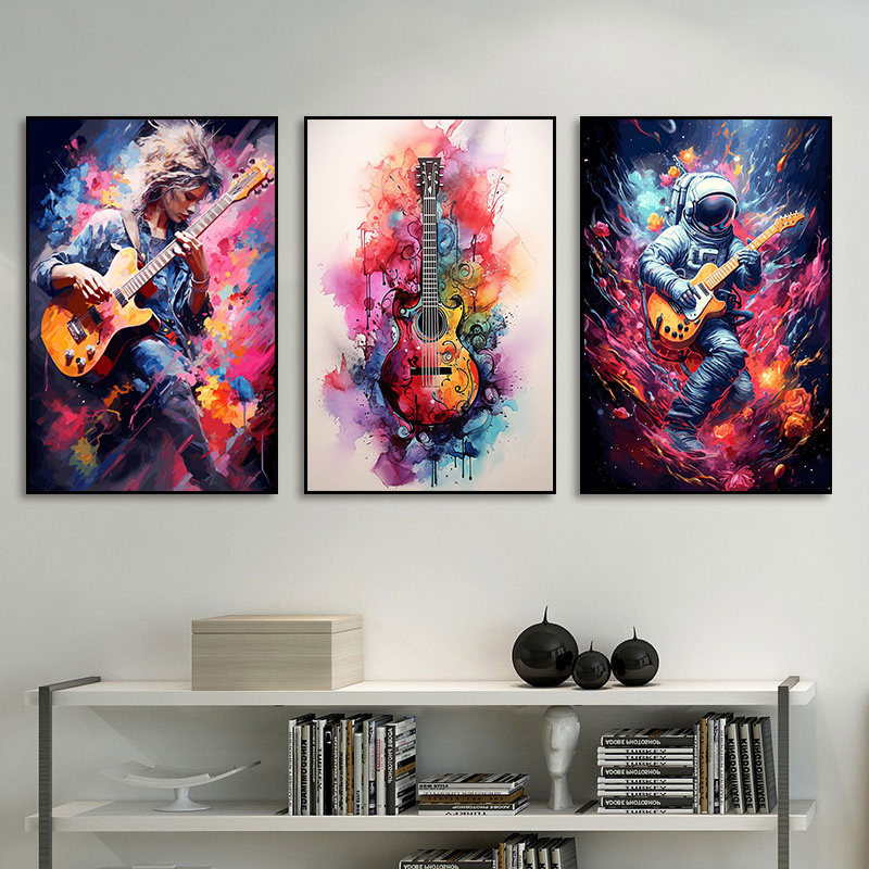 Frameless Abstract Colorful Ar - Picture Of Musical Instrument ulasan dan harga